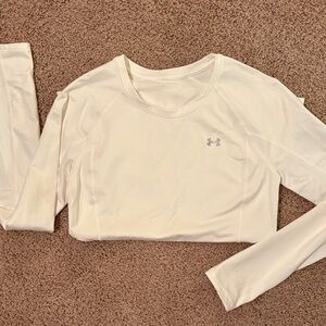 Under Armour White Long Sleeve Athletic Top with Thumb Holes